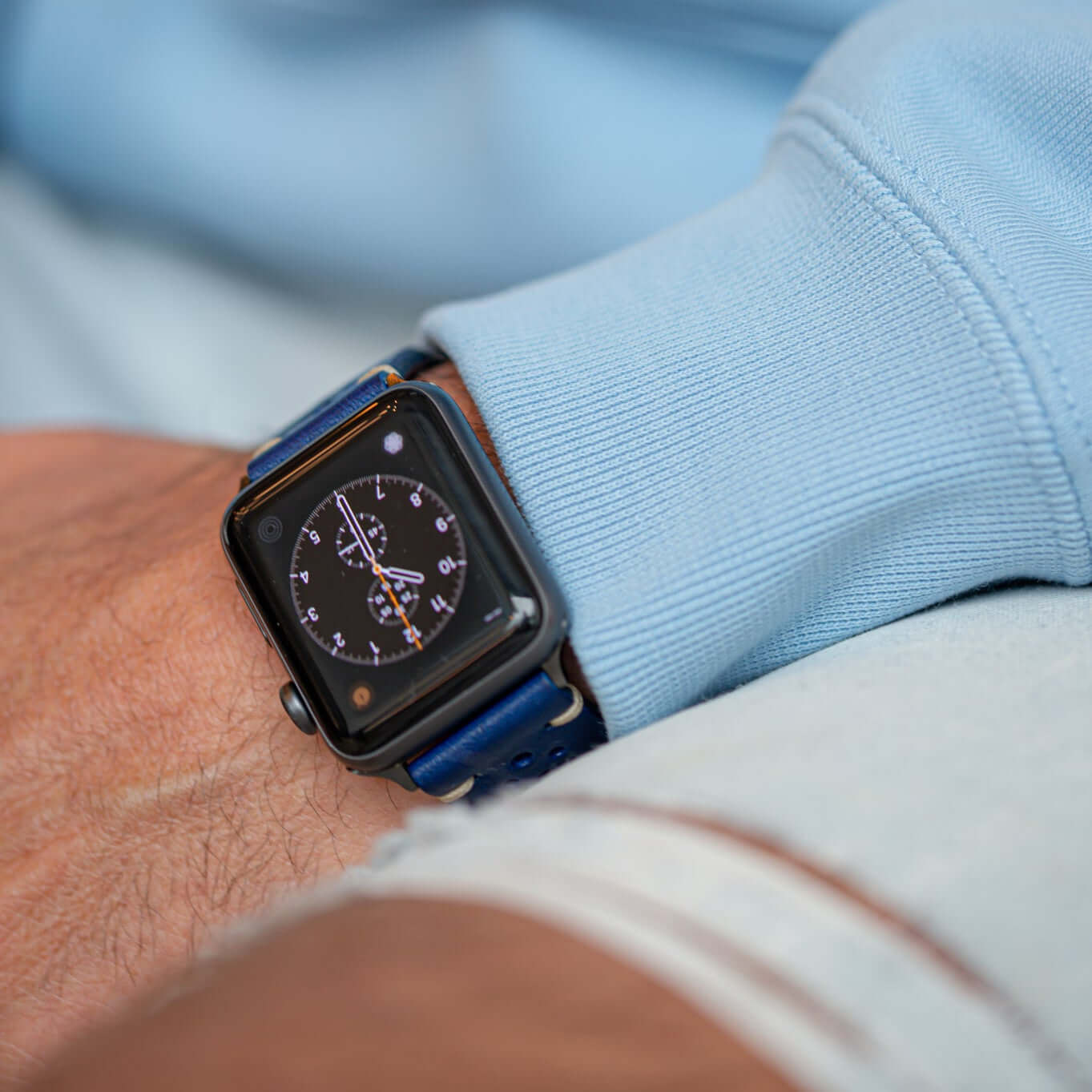 Rallye Lederband für Apple Watch – Blau - Image 5