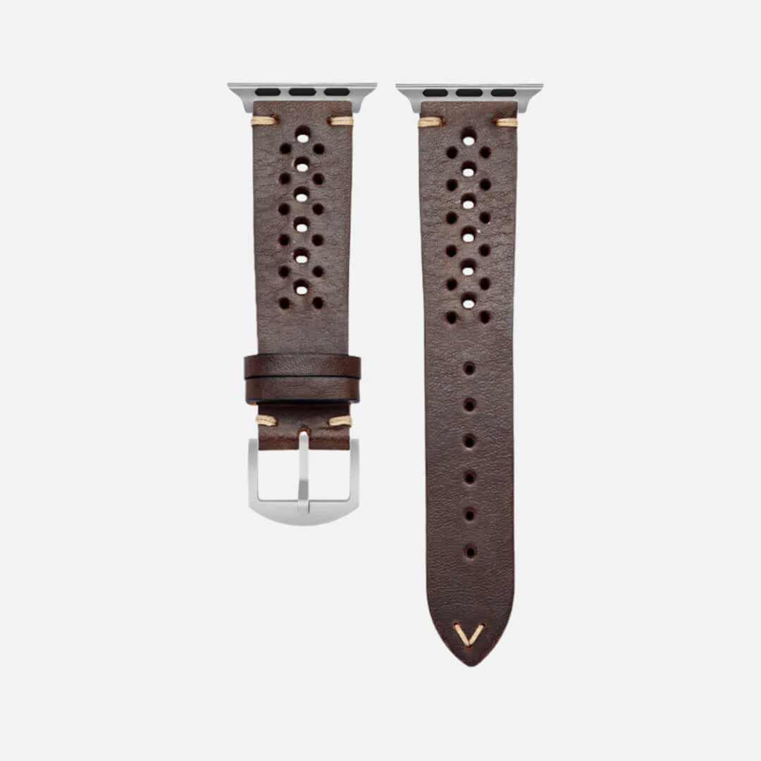 Rallye Lederband fĂŒr Apple Watch Dunkelbraun