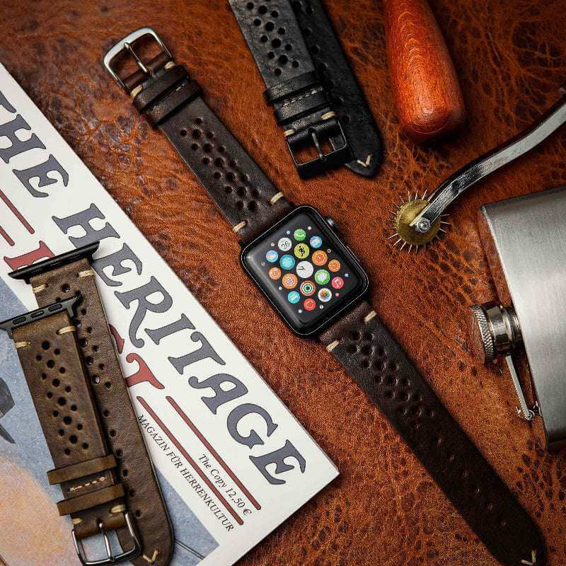 Rallye Lederband fĂŒr Apple Watch Dunkelbraun - Image 5