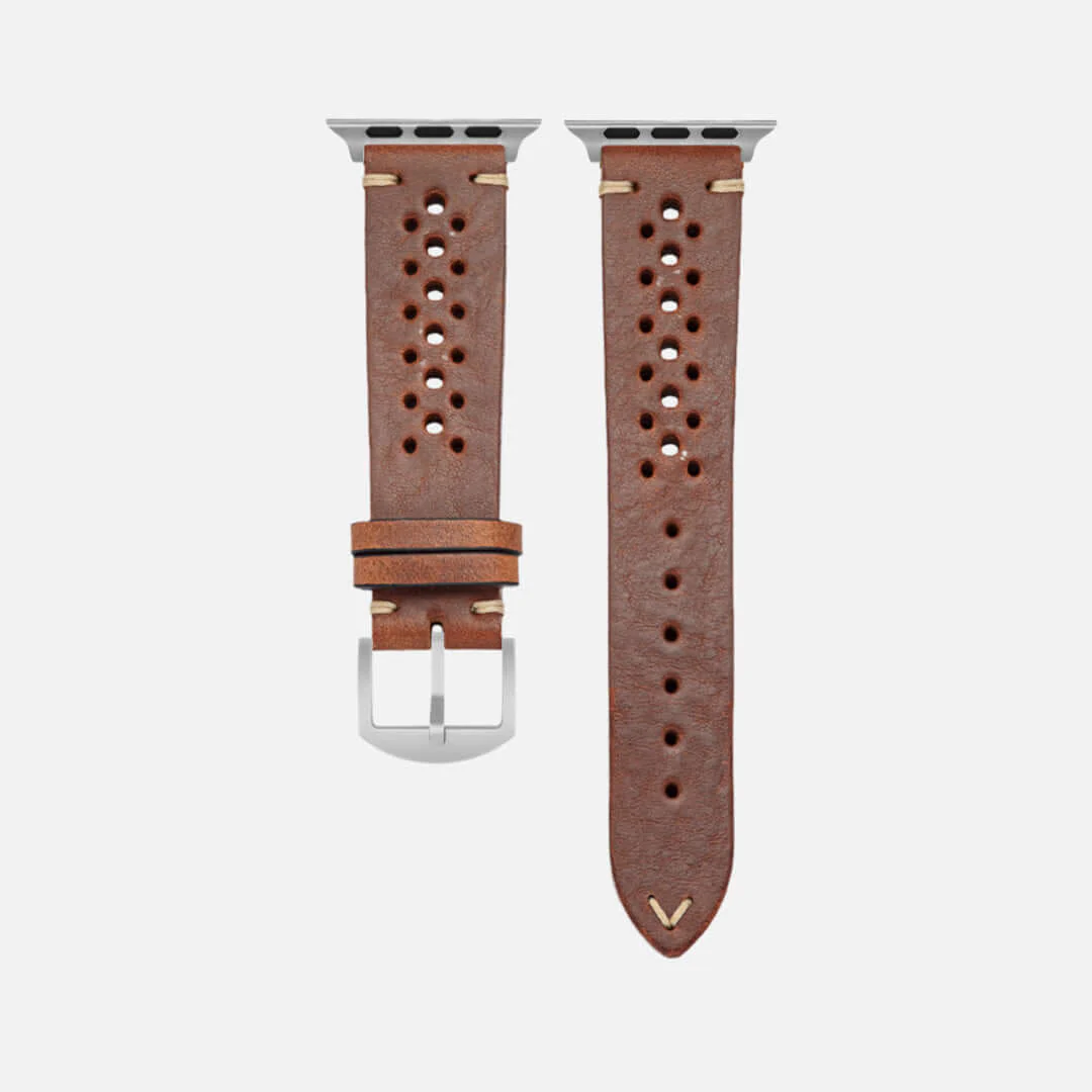 Rallye Lederband für Apple Watch – Hellbraun