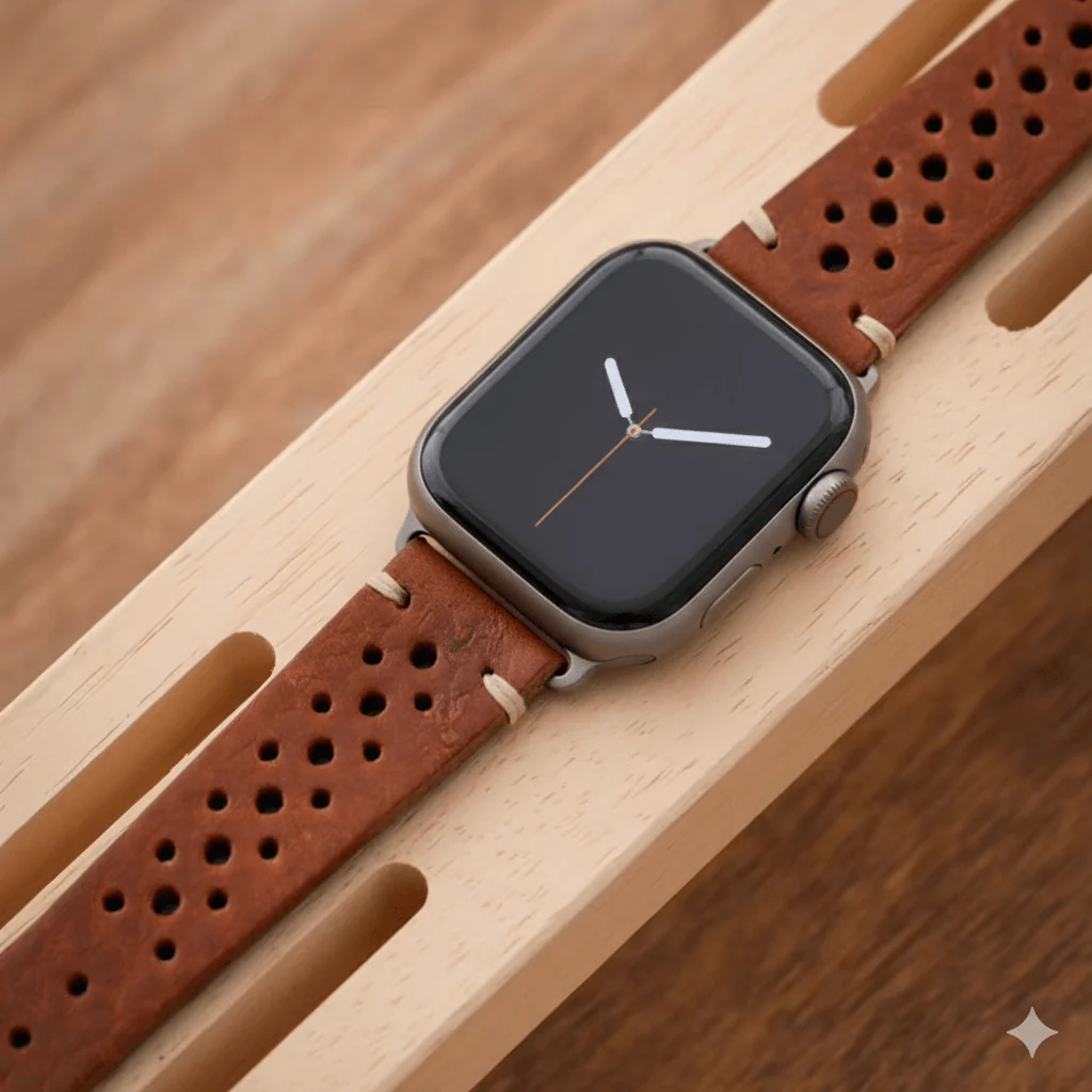 Rallye Lederband für Apple Watch – Hellbraun - Image 3