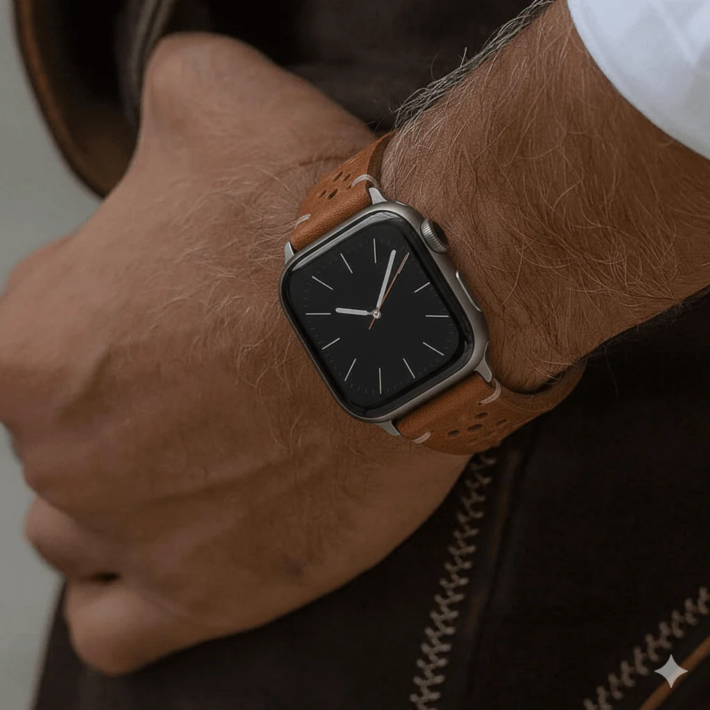 Rallye Lederband für Apple Watch – Hellbraun - Image 4
