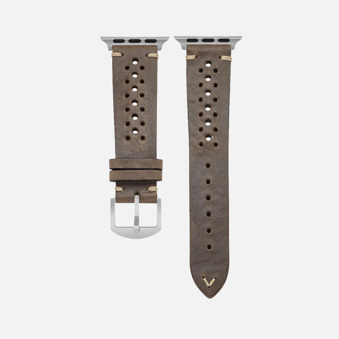 Rallye Lederband für Apple Watch – Olivgrün