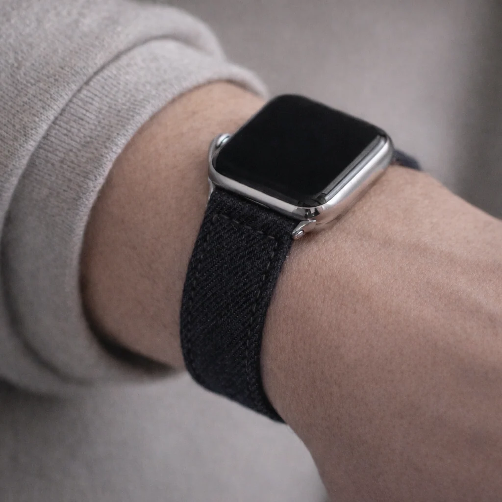 Schwarzes Apple Watch Armband Denim – Handgefertigt in Deutschland - Image 2