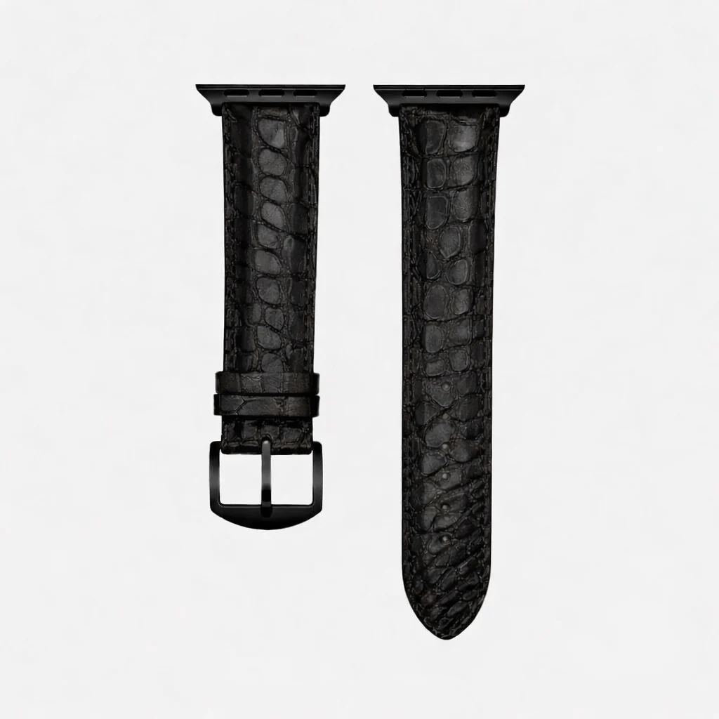 Schwarzes Apple Watch Armband Echt Alligator