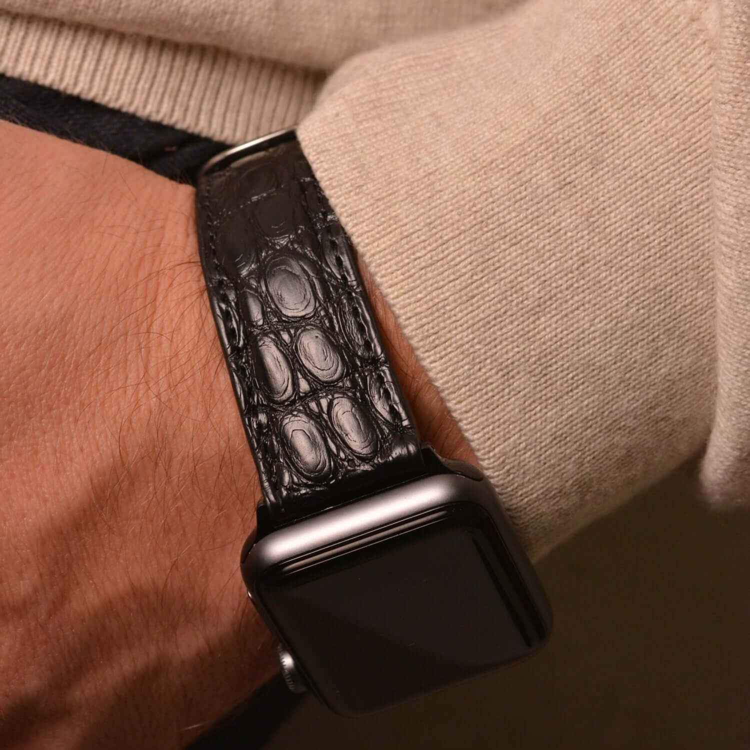 Schwarzes Apple Watch Armband Echt Alligator - Image 6