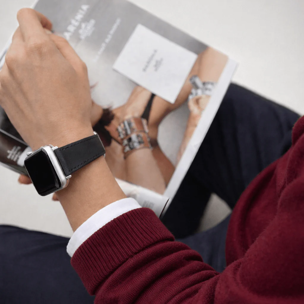 Schwarzes Apple Watch Armband Leder - Bidart - Image 3