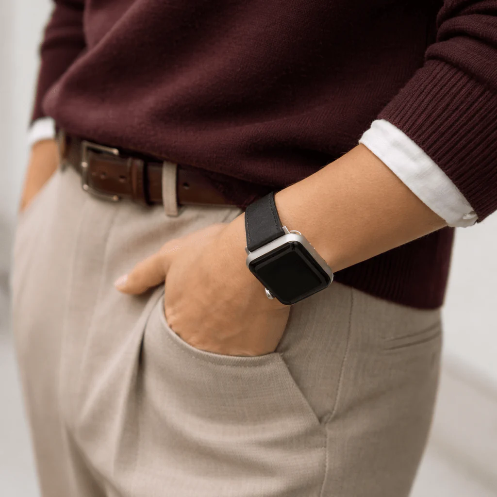 Schwarzes Apple Watch Armband Leder - Bidart - Image 4