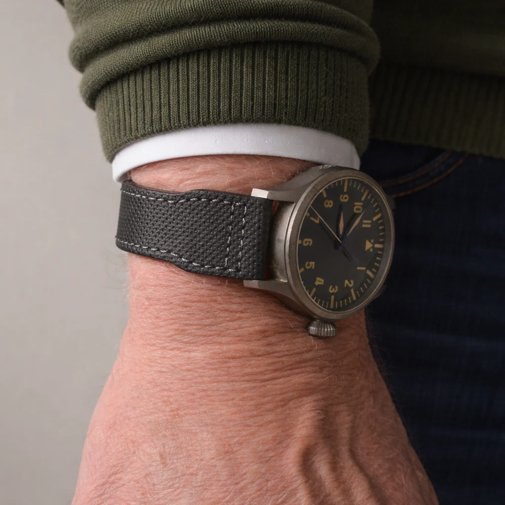 Pilot – Wasserfestes Uhrenarmband aus Leder für große Fliegeruhren - Image 7