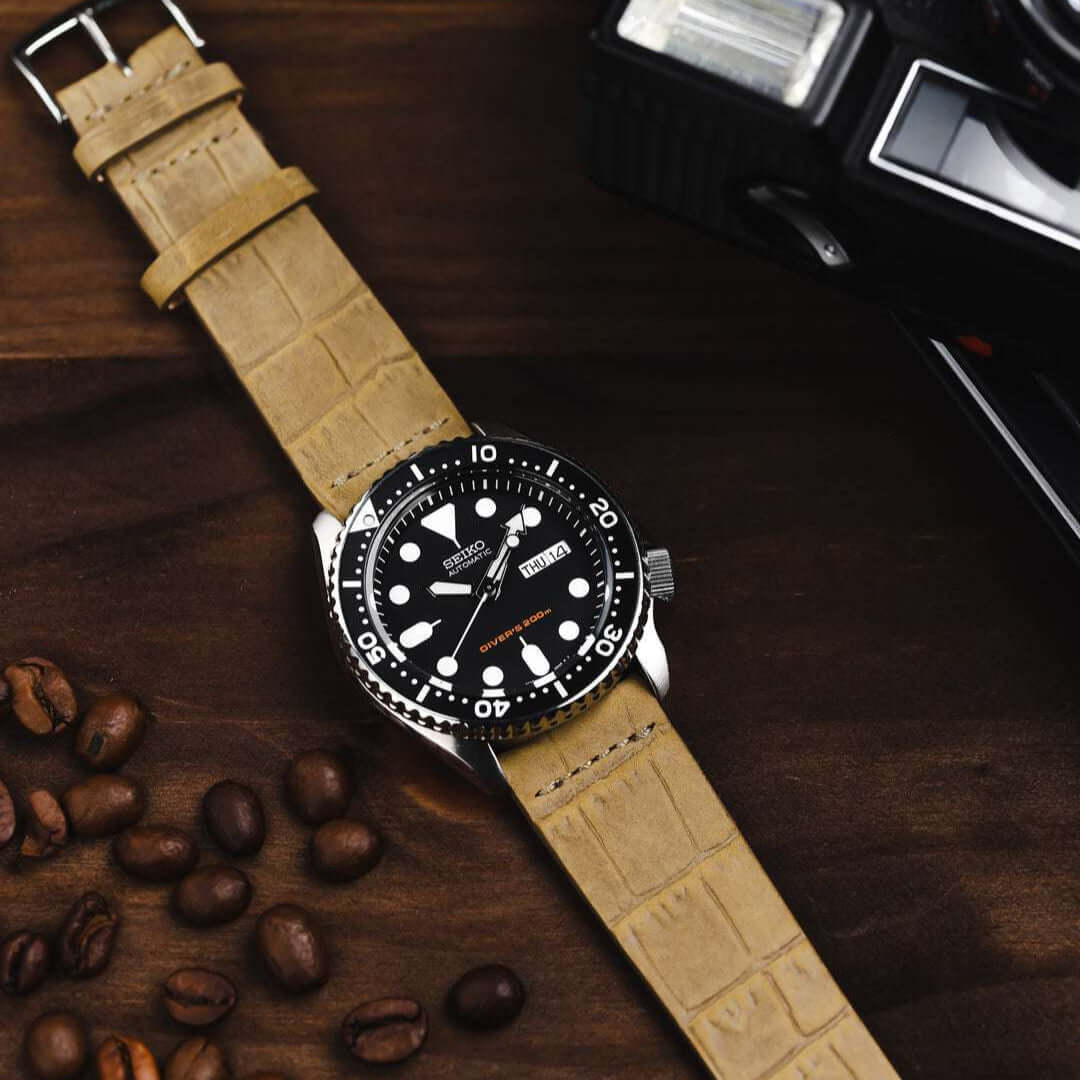 Dakkar – Uhrenarmband aus italienischem Nubukleder mit Krokoprägung - Image 4