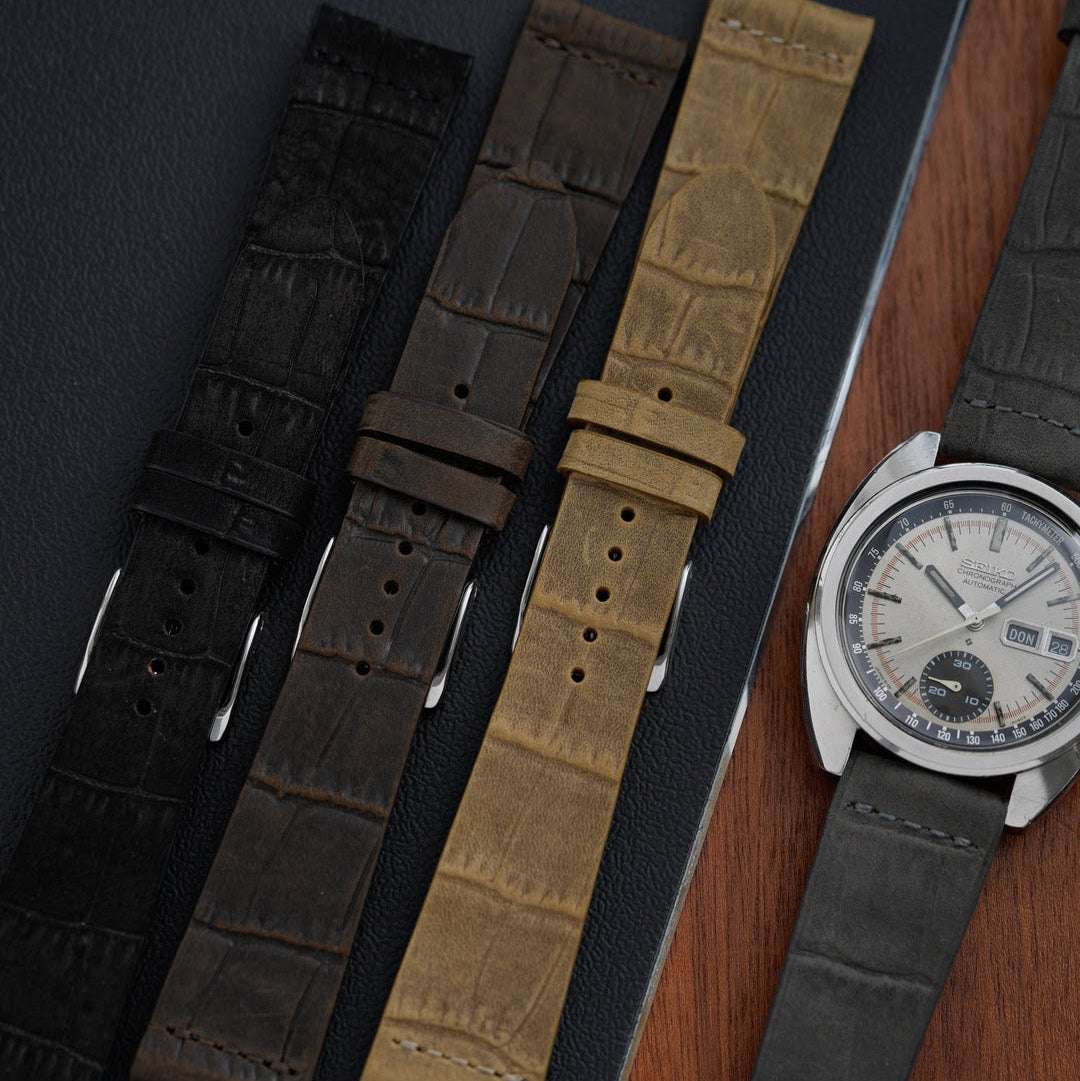 Dakkar – Uhrenarmband aus italienischem Nubukleder mit Krokoprägung - Image 9