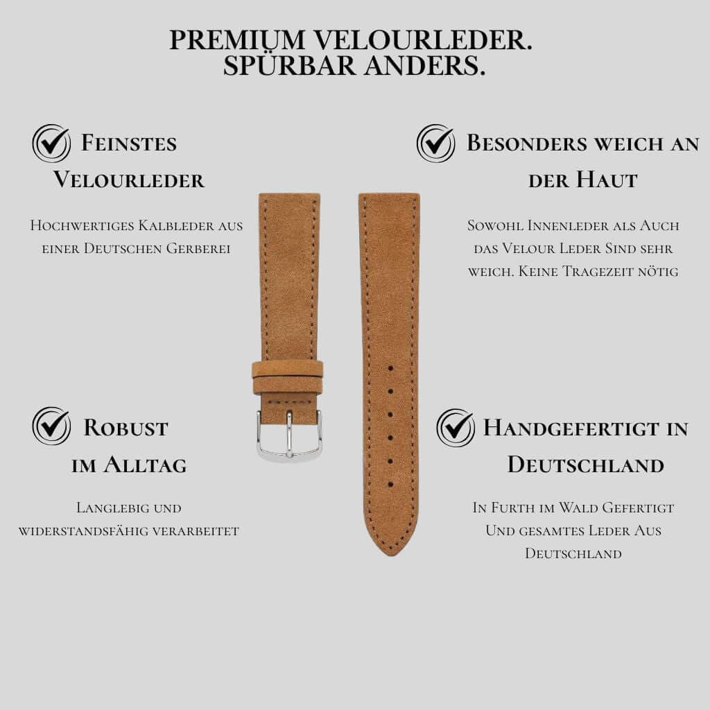 Nizza – Uhrenarmband aus feinem Wildleder - Image 25