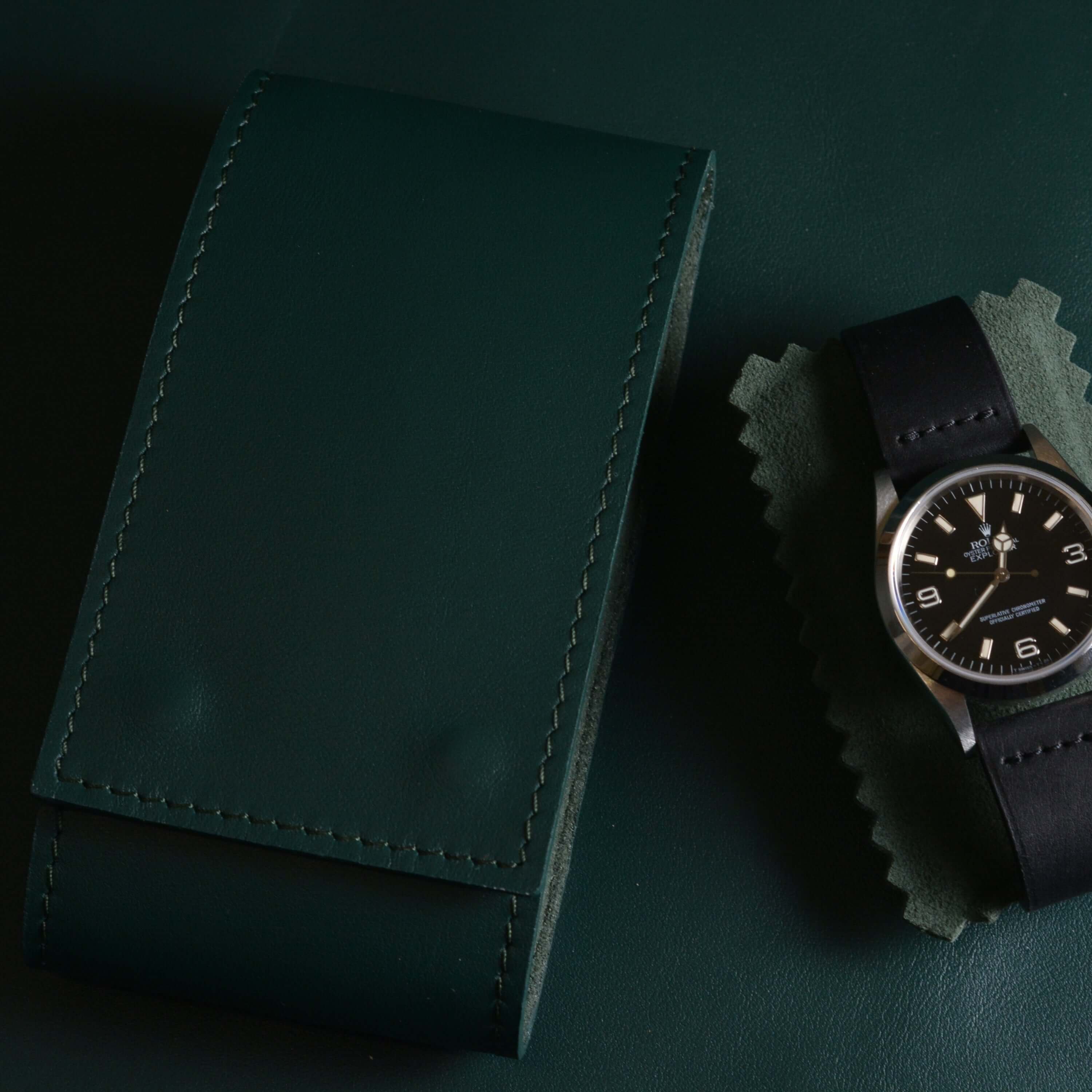 Watch Pouch Grün – Leder Uhrenetui aus hochwertigem Leder - Image 2